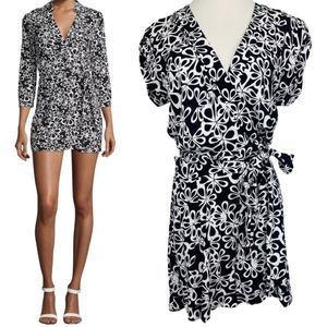 NEW Diane Von Furstenberg Purdette Black Halo Floral Romper Vacation Jumpsuit